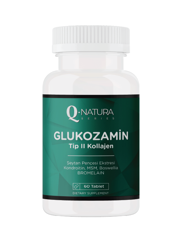 Glukozamin Tip 2 Kollajen 60 tablet (MSM,Kondroitin sülfat,Akgünlük ekstresi,Vit C,Şeytan Pençesi,Bromelain,Hyaluronik asit,Manganez)