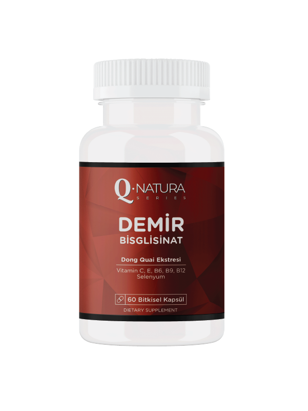 Demir Bisglisinat ( İRON ) complex 60 Bitkisel Kapsül (Dong Quai, Ahududu,Vit C,E,B12,B6, folik asit,selenyum)