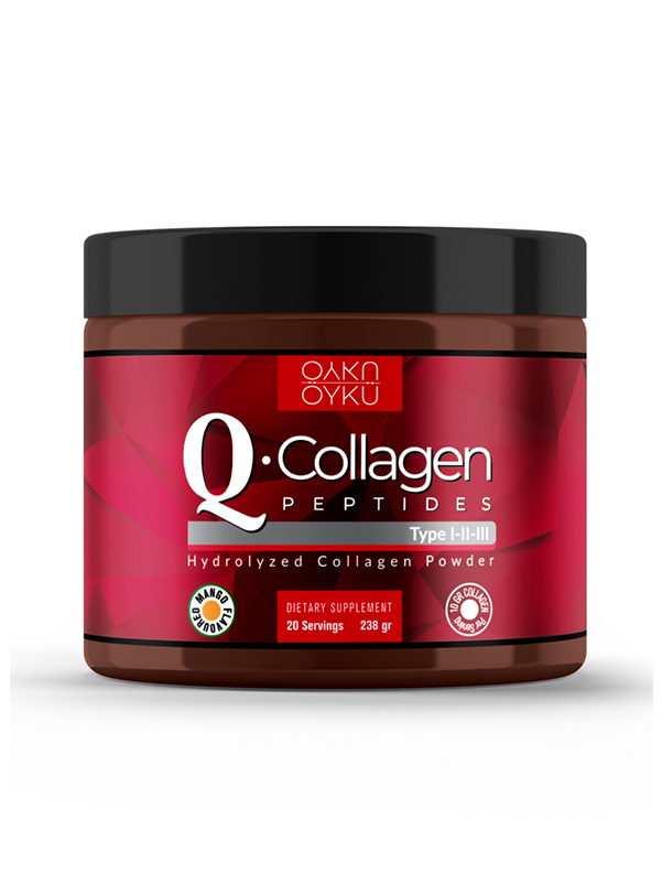 Q-Collagen Hidrolize kollajen TİP 1-2-3, Vitamin C , Mango Aromalı, 20 Servis